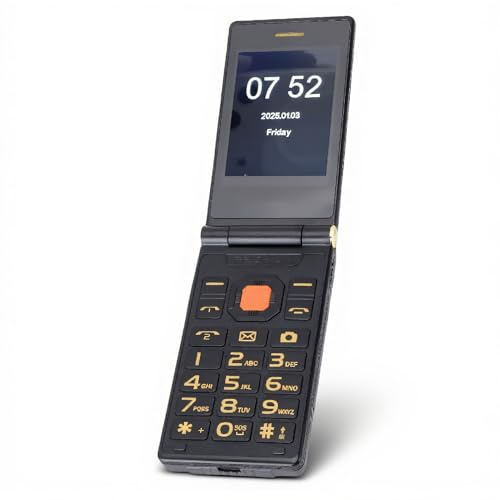 YUEHISY Robustes Flip -Telefon mit Legierungsscharnier, 4800 -mAh Zwei Bildschirm, Lautes Lautsprecher, 1,3 -MP -Kamera, Dual -SIM -GSM -Entsperrung (Black)