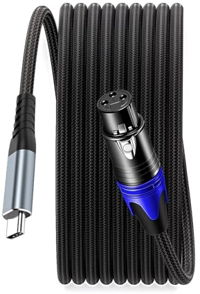 SZRMCC USB C to XLR Cable USB Type C to XLR 3pin Male Mic Audio Braided Cable for iPhone Smartphone Amplifier Speaker Mixer Console Shure Microphone (XLR Female, 5M|16.4FT)