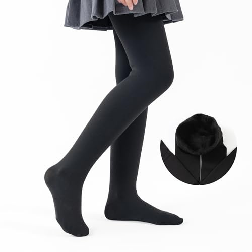 Sahunfri Collant In Pelliccia Per Ragazze In Crescita, Collant Termico Scolastico Per Età Da 3 A 14 Anni (IT, Età, 9 anni, 11 anni, Regular, Standard, Nero)