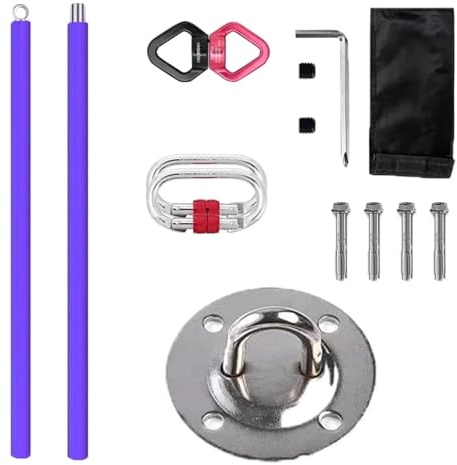 Minglez Barre de Pole Dance Barre Aérienne Suspendue pour Le Fitness, Barre de Pole Dance à Domicile pour Les Exercices de Strip-Tease, Barre Professionnelle en Acier Siliconé(Purple,2m/6.6ft)
