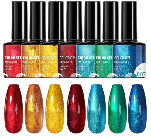 Regenbogen Gellack,Schimmer Nagellack Set | 7 Farben Für Zuhause Salon Freizeit Festivals Fingernägel Beauty-Liebhaber