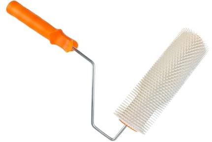 VKE Bleeding roller set for compensation compound, spike length 14 mm, professional spiked roller compensating compound, 1 nail roller 23 cm, 2 colour rollers 23 cm, telescopic rod 1.5 m, nail shoes