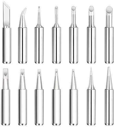 Nextpal 900M-T Soldering Iron Tips, Universal Replacement Solder Tips Compatible with Hakko Yihua Stations High Performance Long-Lasting for Electronics Repair and DIY Projects (silver 14pcs)