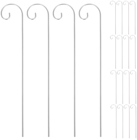 GANAZONO 30 Stück Metall Hirtenhaken für Außenbereich – 3,0x400mm Pflanzenetikettenhalter Wetterfeste Gartenstäbe zum Einhängen von Pflanzenschildern