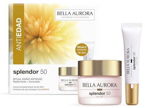Bella Aurora Splendor 50 Pack Antiedad Reafirmante e Iluminador | Ritual Diario +50 Años | Crema Global Día + Contorno de Ojos Antiedad | 50 ml + 15 ml