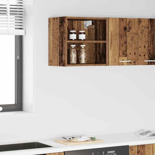 RMIHSJG Armadietto pensile moderno in legno dal design minimalista 40 x 29,5 x 40 cm, effetto legno anticato con ampio spazio per utensili da cucina e stoviglie, funzionale