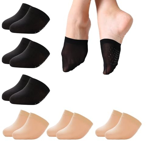 UZYXC 2 Paia Mezze Calze Per Donna – Calzini Bassi In Nylon Traspiranti, Invisibili Con Puntini Di Silicone Antiscivolo, Calzini A Punta Per Ballerine & Tacchi, Beige/Nero