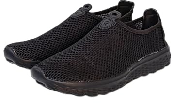 Zapatillas Deportivas Hombre Sin Cordones, Slip-On Ultraligeras, Tejido Transpirable de Malla, Suela EVA Flexible y Antideslizante, Máxima Comodidad para Caminar y Viajar (T-Negro Blanco 42)