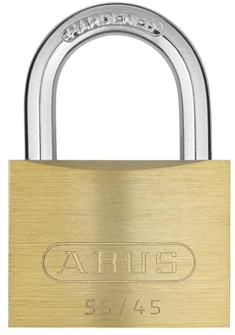 ABUS 02857 55/45 Vorhängeschloss aus Messing 45 mm | Massiver Messingkörper, hochfester Stahl-Bügel, automatische Verriegelung – für Türen, Tore, Schränke & Schließfächer