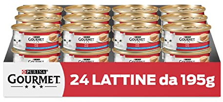 GOURMET Rosso Cibo Umido per Gatti Adulti Paté con Tonno e Pesce dell'Oceano 24 Lattine da 195g