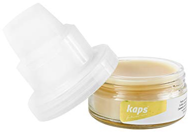 Kaps Lucido per le Scarpe in Pasta di Cera, Cera Impermeabilizzante con Cera d'Api Organica e Spugna, B-Wax, Trasparente per Tutti i Colori