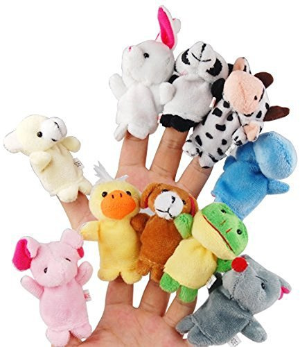 XLKJ 10 Pcs Doigt de Marionnettes Enfants Animaux Jouets, Puppets Animaux de Peluche pour Enfants Bébé
