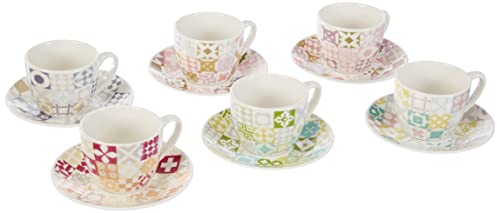 Tognana IR685345566 Set 6 Tazze caffè con Piatto cc80 Medina, Porcellana