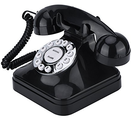 Diyeeni Téléphone Domestique Multifonction en Plastique Noir Vintage WX-3011, Téléphone Fixe Filaire Rétro pour la Maison, l'hôtel et Le Bureau.