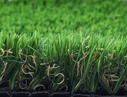 Hochwertige Kunstrasen Rasenteppich Capra für Garten - 400x100 cm - Florhöhe 32 mm - UV-Garantie 7 Jahre (DIN 53387) - Gewicht ca. 2470 gr/m²