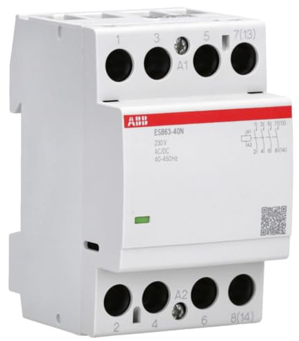 ABB ESB63-40N-06 Installationsschütz - 63 A - 4 NO - 0 NC - 230 V | Brummfreies Leistungsschütz mit Steuerstromkreis 400 Hz, Gebäudeinstallation und Sicherheitstechnik 1SAE351111M0640