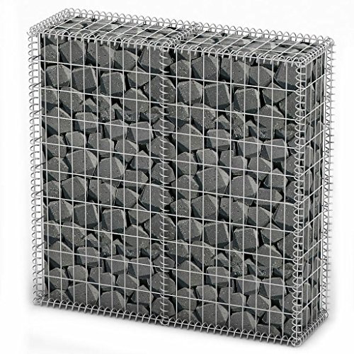 Festnight Gabions Métalliques Déco Jardin | Panier à Pierre métallique | Panier de Gabion avec Couvercle Fil galvanisé 100 x 100 x 30 cm