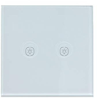 Lumtouch France - Interrupteur tactile - Module 1 sur 2 - Façade en verre 1 ou 2 bouton(s) blanc ou noir - Design moderne et épuré - Garantie 5 ans