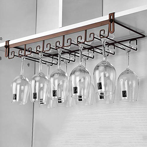ACXZ Verstellbares Schrankeinsatz Gläserschiene Halter hängendes weinglashalter unter dem Schrank, kein Bohren, Weinglas-Rack, 2/3/4/5 Reihen, für Hausbar, Küche (schwarz, Bronze)