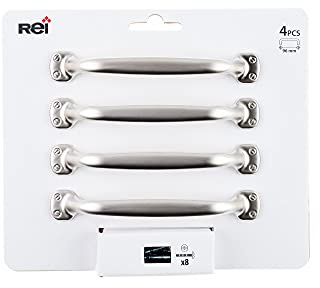 BLISTER CON 4 TIRADORES DE MUEBLE TIPO ASA FABRICADO EN ZAMAK ACABADO NÍQUEL BISÚ MOD.580 ENTREPUNTOS 96mm REI