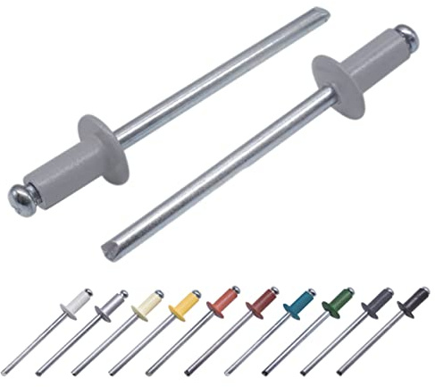 (100 Stück) Lackierte Blindnieten 3,2 x 8 mm, Kuppelkopf, DIN 7337, Aluminiumniete und Stahldorn, Popnieten (100, Fenstergrau RAL 7040)