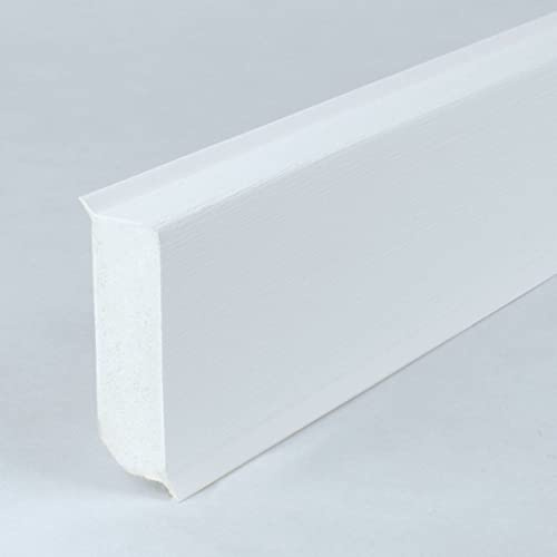 PROVISTON | Kunststoff Sockelleiste | Hartschaum PVC | Weiß | 13 x 40 x 2500 mm | Gebürstet | Mit flexibler Weißhlippe | Wasserfest | Hochwertige Fußleiste | Einfache Montage