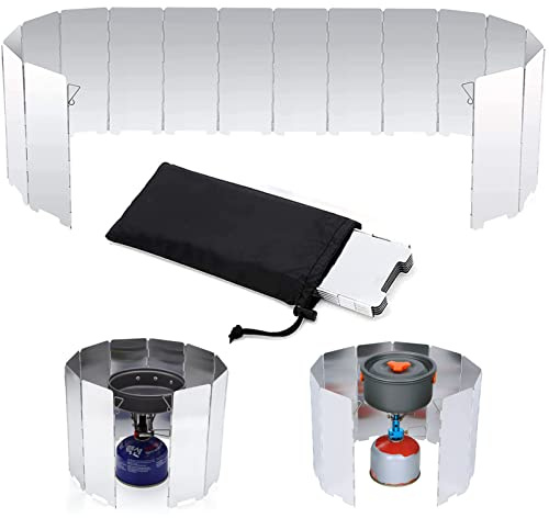 mellystore Pare-Vent Pliable Aluminium Ultra Léger Pare-Vent Rechaud 16 Assiettes Pare-Brise de Camping Portable Pare-Vent Pliable en Plein Air pour Camping Randonnée Pique-Nique Cuisinière à Gaz