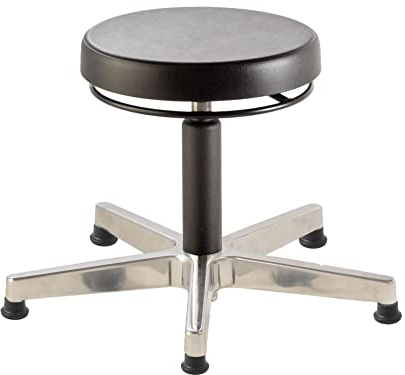 Prova Nova GmbH Labor-, Stand- und Drehhocker 3547, abgedeckte Gasfedersäule, Sitzhöhe ca. 44-64 cm, Ringauslösung, Rundsitz aus weichem PU-Schaum, Bodengleiter