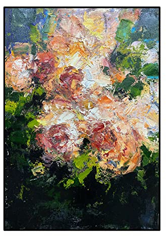 Handgemalte Acrylbilder, Grüne Textur Pflanze Blatt Rose Blume Abstrakt Moderne Original Handgemalte Ölgemälde Auf Leinwand Für Familie Wand Wohnzimmer Esszimmer Home Art Decor Weihnachtsgesche
