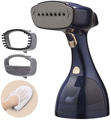 LEBENLANG Steamer Dampfglätter TESTSIEGER - 1500W & 300ml inkl. Bügelhandschuh & Aufsätze I Pro Dampfsteamer für Kleidung & Clothing I Dampfbügeleisen sream Steamers Dampfbügler Dampfgerät steamen