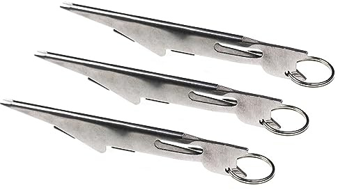 Strumento per legare i nodi da pesca a mosca, 3 pezzi in acciaio inossidabile per legatura rapida della lenza da pesca, legatore per pesca a mosca multifunzione per accessori da pesca, argento