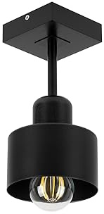 alfalux Deckenlampe Mit 1 Lampenschirmen LED Holz-Metall-Deckenleuchte Leuchte Lampe Wohnzimmerlampe Schlafzimmerlampe Deckenspot Wohnzimmer Schlafzimmer Küche Deckenleuchten SC10x10SC (SCHWARZ)