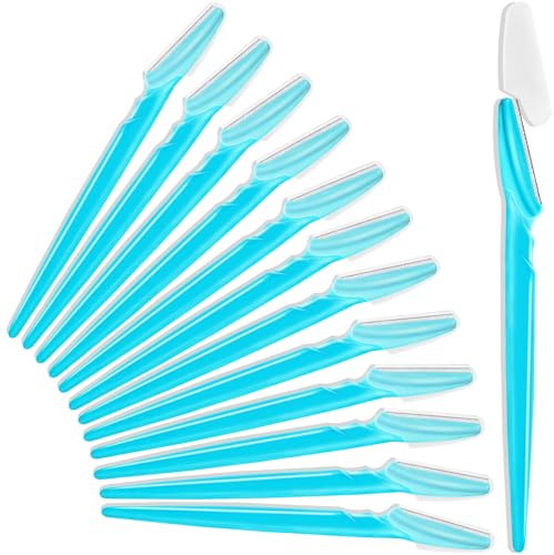 Hfatmos - 12 rasoi per sopracciglia, rasoi per il viso multiuso, strumenti esfolianti dermaplaning, rasoio per sopracciglia con copertura di sicurezza, depilazione facciale per le donne