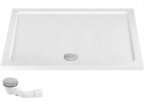 Rea Plato de ducha acrílico Savoy Blanco 80 x 100 cm Plato de ducha antideslizante para Baño (blanco)