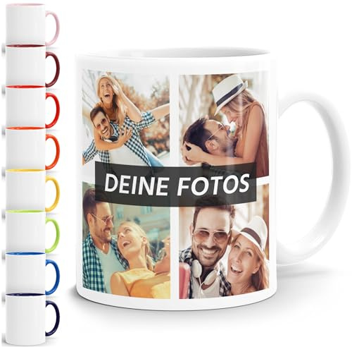 SpecialMe® Tasse personalisiert Fotocollage Fototasse mit bis zu 5 Fotos persönliches Geschenk Kaffeetasse mit Bild selbst gestalten Weiss standard