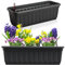 Hausfelder Blumenkasten 2er Set mit Wasserspeicher und Wasserstandsanzeige, Pflanzkasten und Balkonkasten mit Bewässerungssystem für Innen und Außen (Anthrazit-Schwarz, 60cm lang - 2er Set)