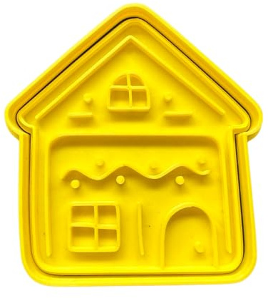 The Cookie Cutter Hub Emporte-pièce en forme de maison en pain d'épices #6 et embosseur assorti pour biscuits et argile, décoration de pâtisserie