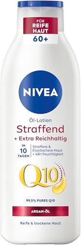 NIVEA Q10 Straffende Öl-Lotion, nährende Body Lotion mit natürlichem Arganöl und 99,5% purem Q10, straffende Körpercreme für reife und trockene Haut (250 ml)