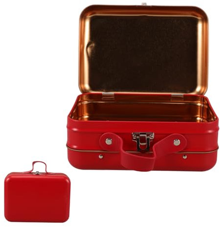 Cabilock Mini Aufbewahrungsbox Blech Multifunktionale Dekorative Reisebox Für Spielzeug Kosmetik Und Elektronik Kinderschatztruhe Rot