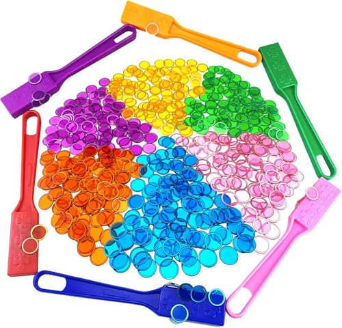 Dacefloy 6 Magnetische Stäbe und 600 Bingo Chips Set Magnetstab Multicolor Metall Ringed Discs Schulwissenschaft STEM Kit Lernzubehör Family Game Ninght Lotto Tokens