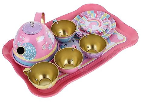TOYANDONA Tetera de Hojalata Juguete de Té de Imitación para Niñas Juego de Té de Tarde para Casita de Juguete