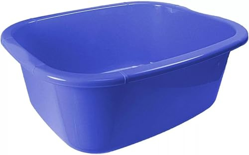 11 Ltr Plastic Washing Up Bowl Durable & Lightweight Dishwashing Basin for Kitchen Sink, Large Capacity, Easy-Grip Handles Ideal for Washing Dishes, Vegetables (Blue)
