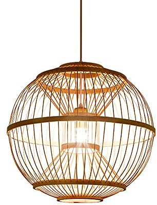 Chandelier Chinese Bamboo Weaving Pendant Light Height Suspension E27 Pedestal Pendant Lamp Decorative Retro Style Lampshade Wooden Chandelier Pastoral Japanese Tea Room Restaurant(B)