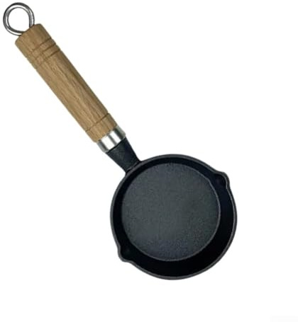 Piccola padella da 10/15 cm per mini padella antiaderente con manico in legno, antiscivolo, isolata termicamente, per cottura a gas, piano cottura a induzione (10 cm)