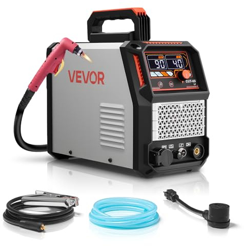 VEVOR Découpeur Plasma, 65 A, Machine de Découpe Plasma à Arc Pilote sans Contact, 220 V, Haute Fréquence, avec Fonction 2T/4T, Onduleur IGBT, Affichage Numérique, Temps PT Réglable pour Réparation