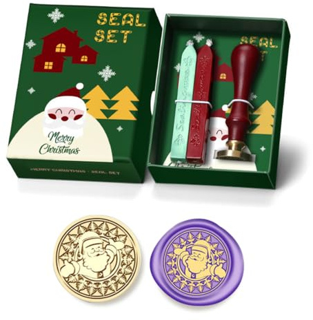 GXGM Siegelstempel Weihnachten 25mm Wachssiegel Stempel für Einladungen zur Weihnachten mit Holzgriff Vintage Wachs Siegel Stempel Buchstaben für Umschlag Briefe Geschenkpapier Umschlag（C）