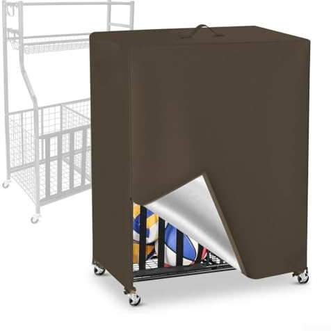 Copertura per rastrelliera da basket, impermeabile in tessuto Oxford 420D 210D, per esterni, garage, attrezzature sportive, organizer con cerniera, 97 x 46 x 115 cm (marrone 210D)