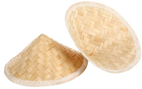 WHAMVOX Chapeau en Bambou Tissé 2pcs Déco Classe Activités Manuelles Garçon et Filles Décorations Légères