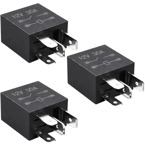 3 Stück KFZ Fahrzeug Motor Relais, 12V 30A mit 4-Pin Anschluss, Universelles Umschalt-Relay für Auto-Moto-Stromkreise, vielseitig einsetzbares Relais 12V für Beleuchtung, Lüfter, Pumpen und elektrisch