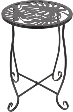 Gatuida Support Rond en métal pour Plantes - Présentoir Rond en Fer pour Vase, théière, trophée - Porte-Plante en Pot à Motif Monstera pour Jardin, terrasse, entrée, vitrine à Fleurs